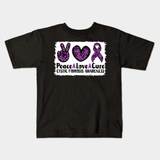 Peace Love Cure Cystic Fibrosis Awareness Kids T-Shirt